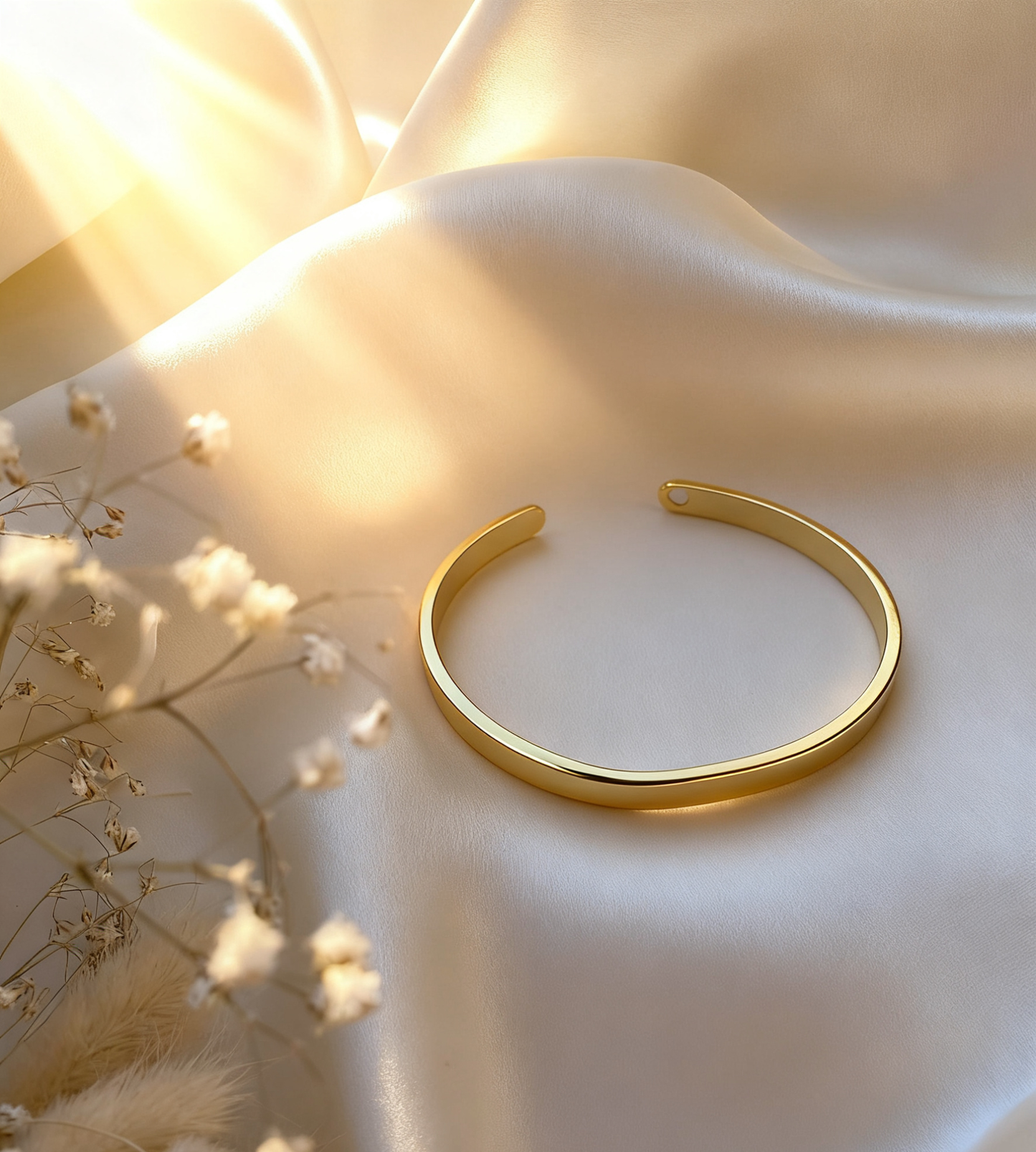 The Perfect Gift for Him & Her | Custom Heart Stainless Steel Bangle | Minimalist Love, Personalized Touch - Gold