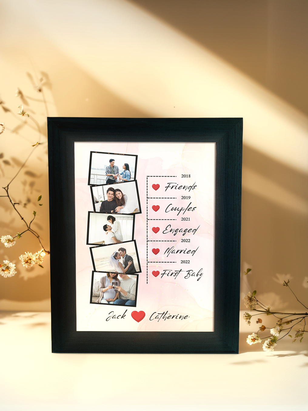 Cherished Memories Couple Photo Light Frame