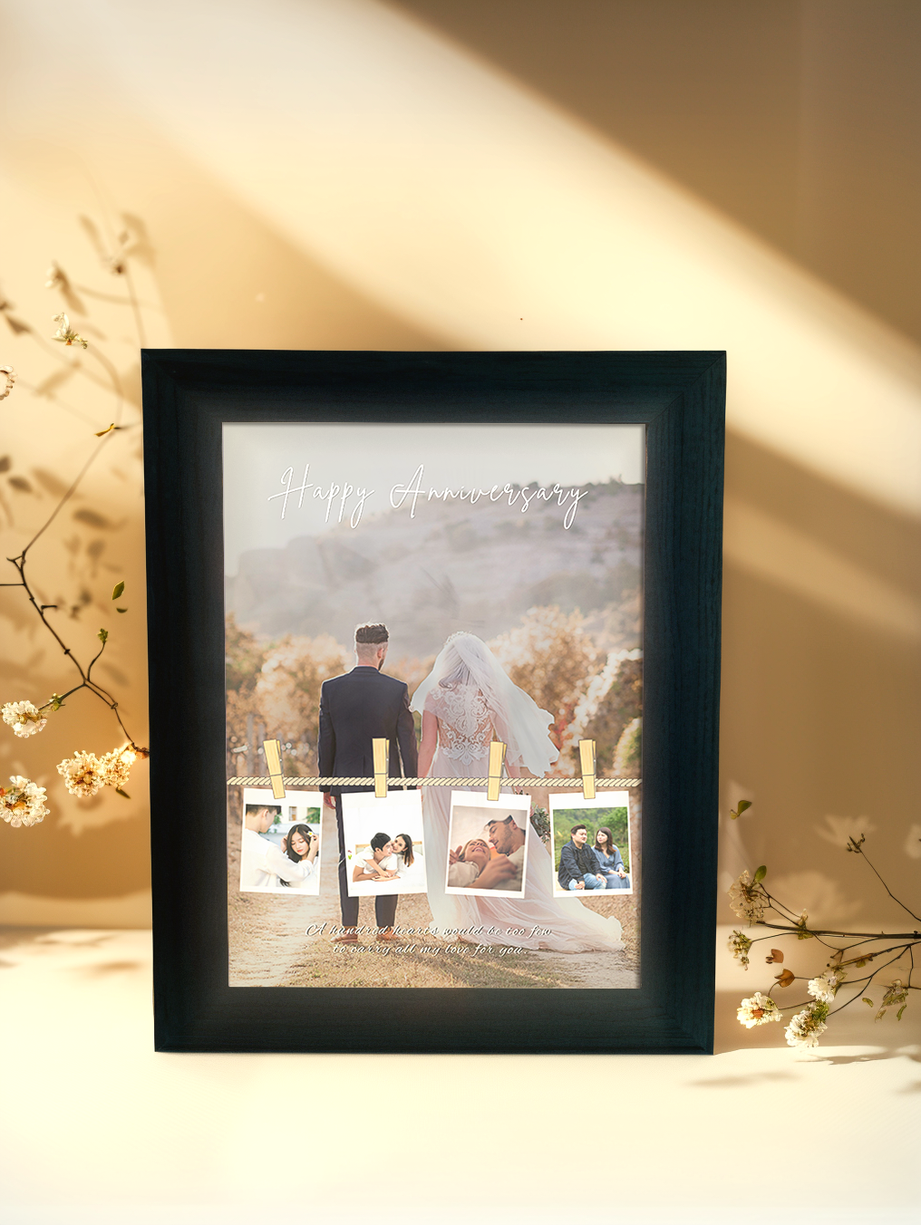 Elegant Happy Anniversary Couple Photo Light Frame