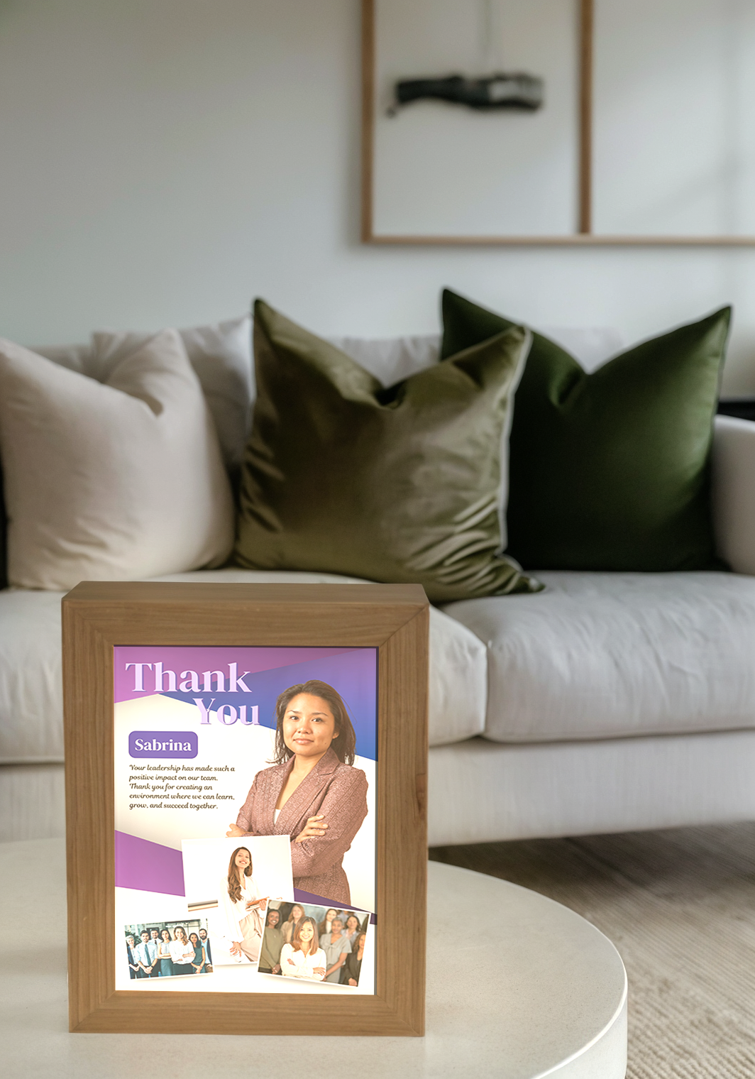 Elegant Purple Thank You Boss Gift Photo Light Frame