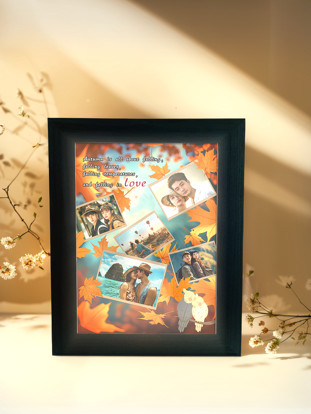 Fall in Love Couple Photo Light Frame