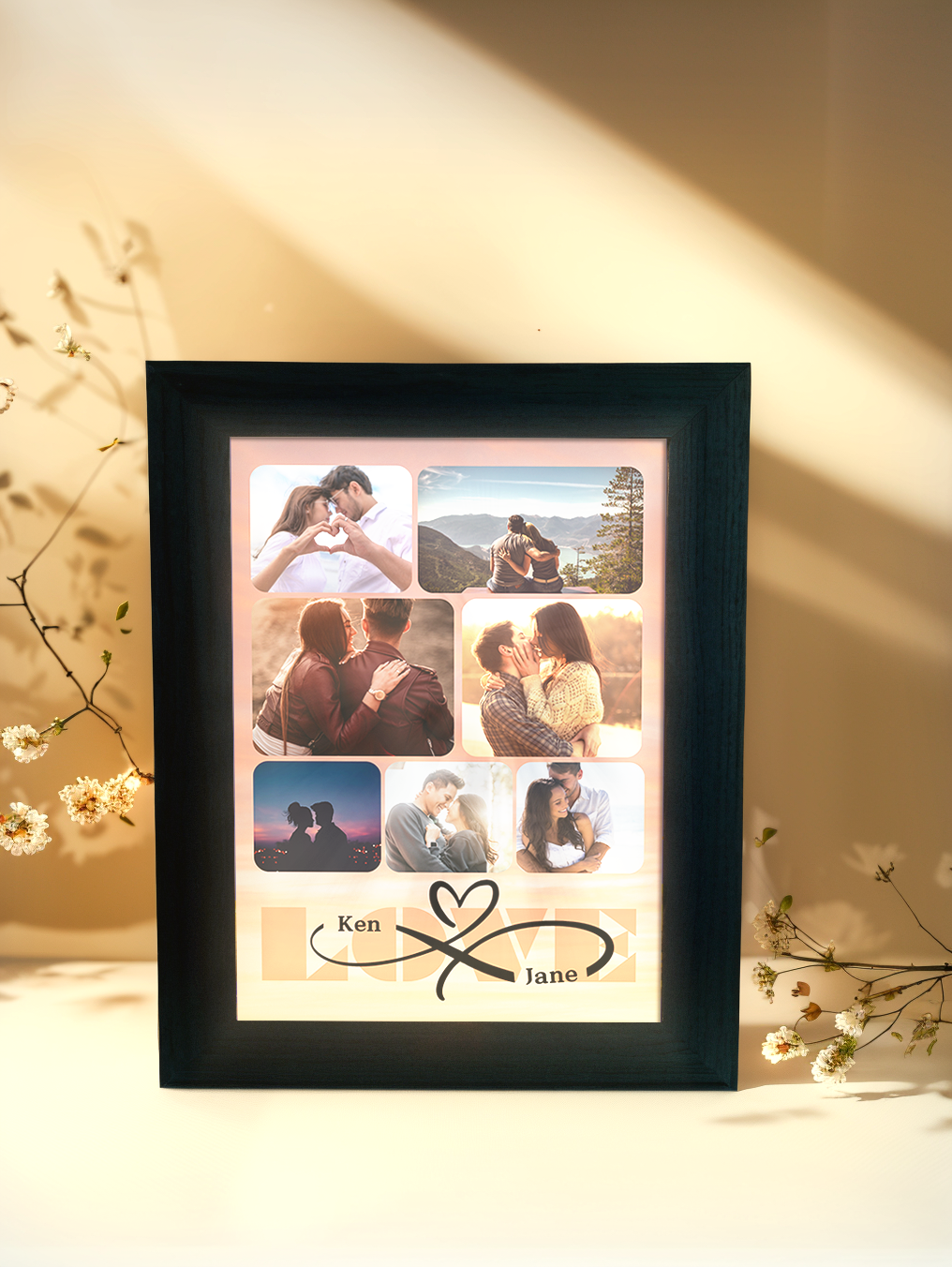 Forever Love Couple Photo Light Frame