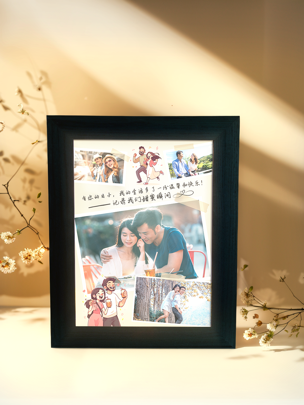 Happiness with You Photo Light Frame