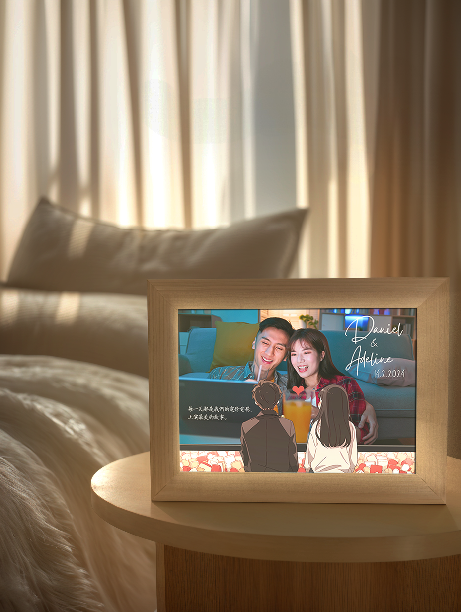 Movie Night Couple Photo Light Frame