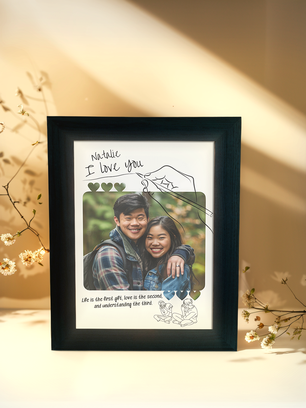 Romantic Confession Couple Photo Light Frame