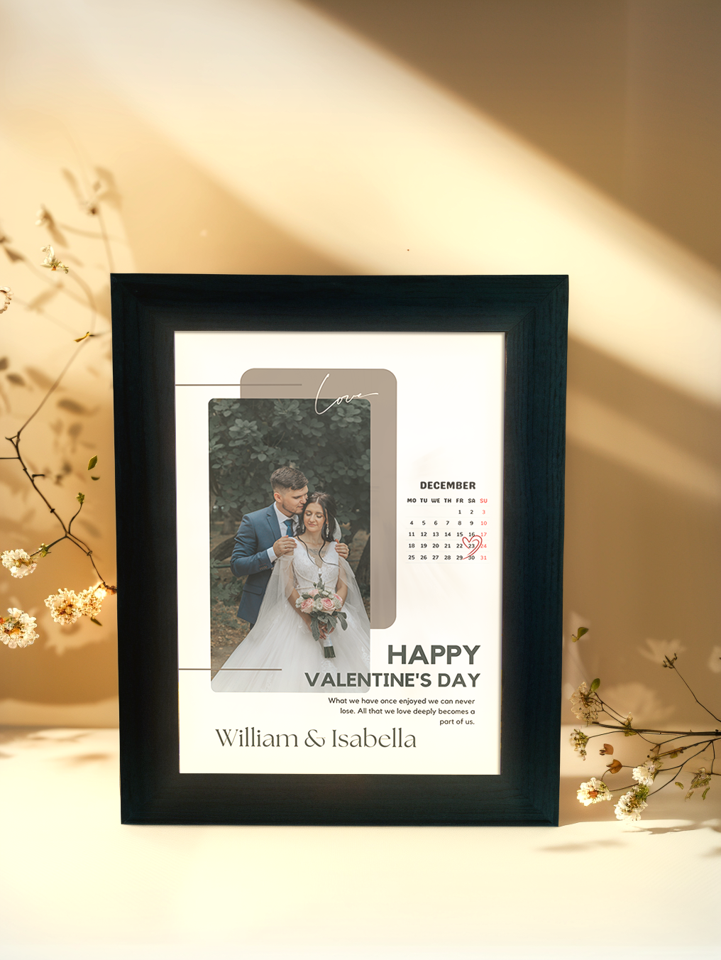 Romantic Happy Anniversary Couple Photo Light Frame