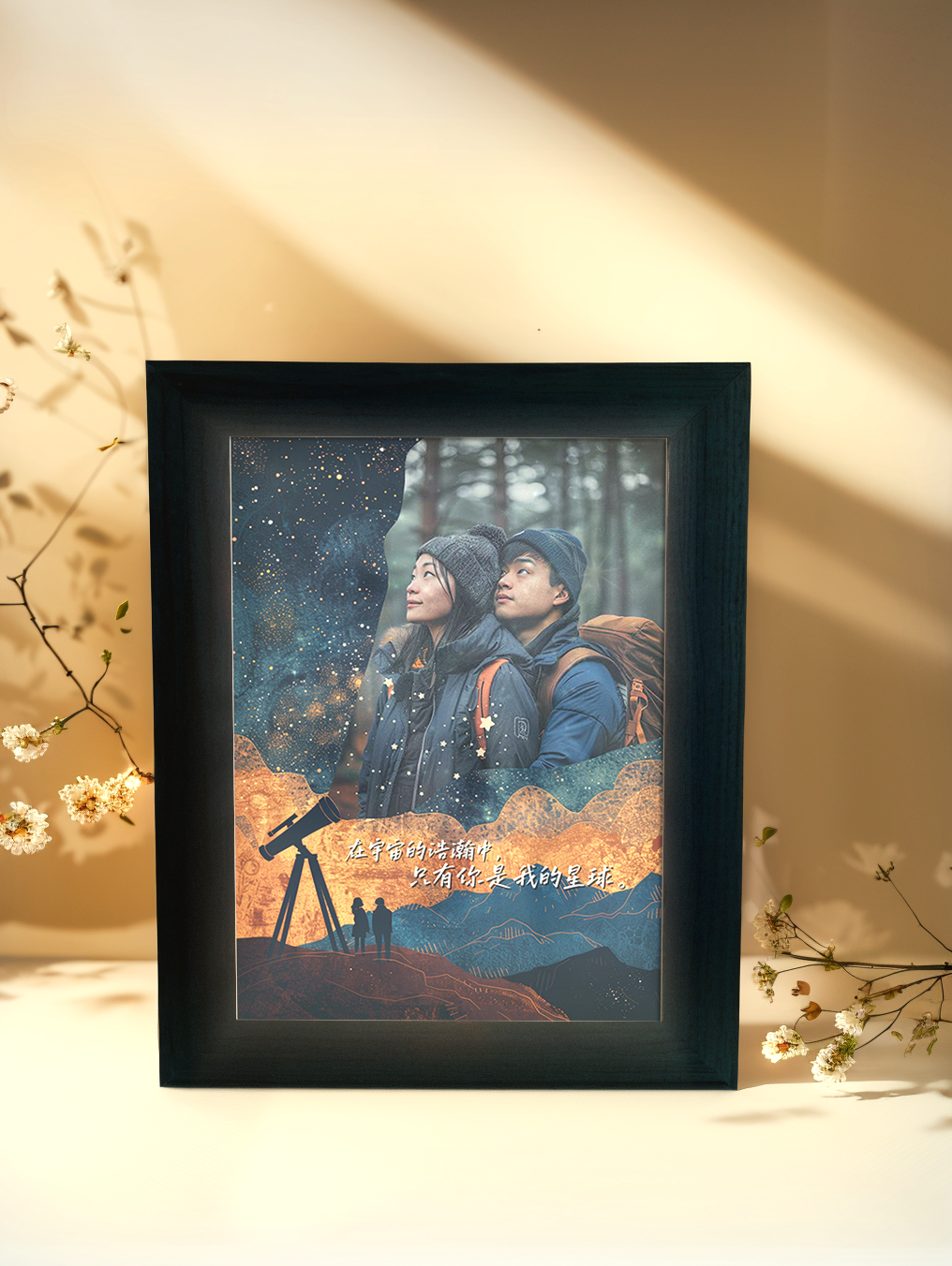 Together Under the Stars Couple Photo Light Frame