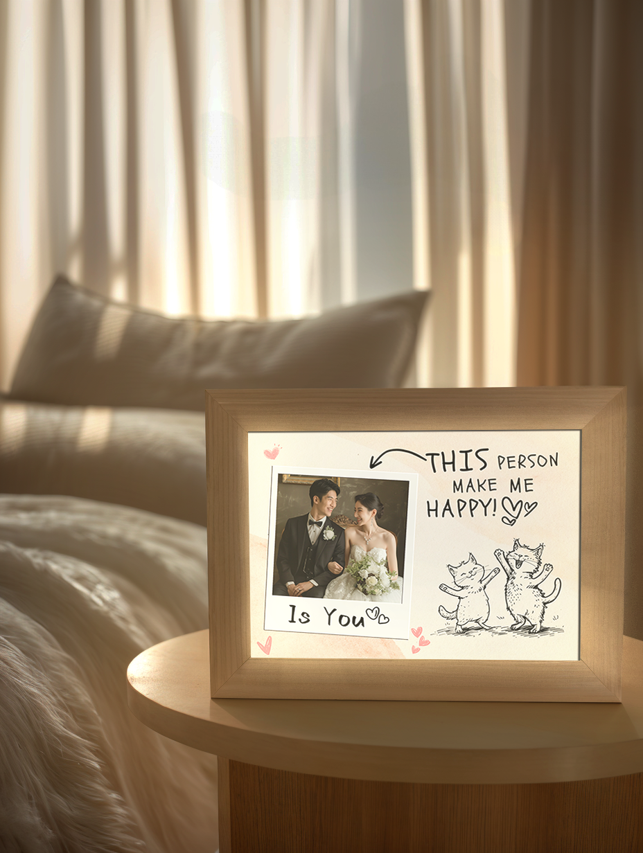 You Make Me Happy Couple Photo Light Frame