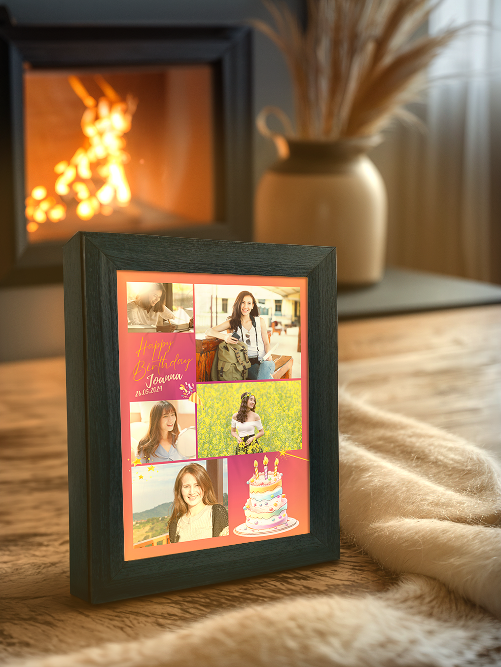 Birthday Cake Bright Up Photo Light Frame