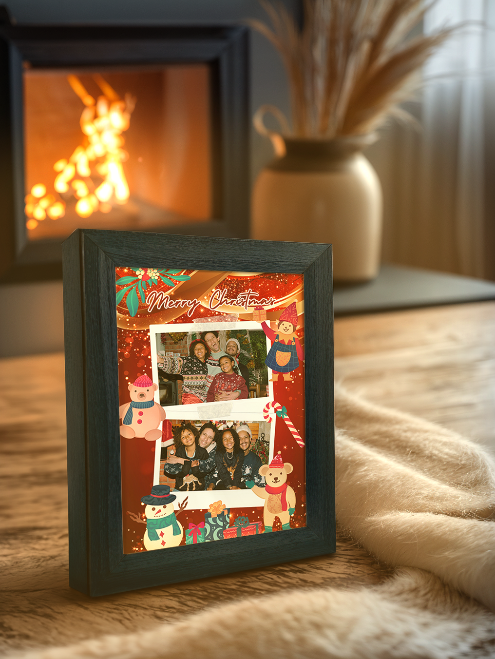 Christmas Gift Cute Bear Photo Light Frame