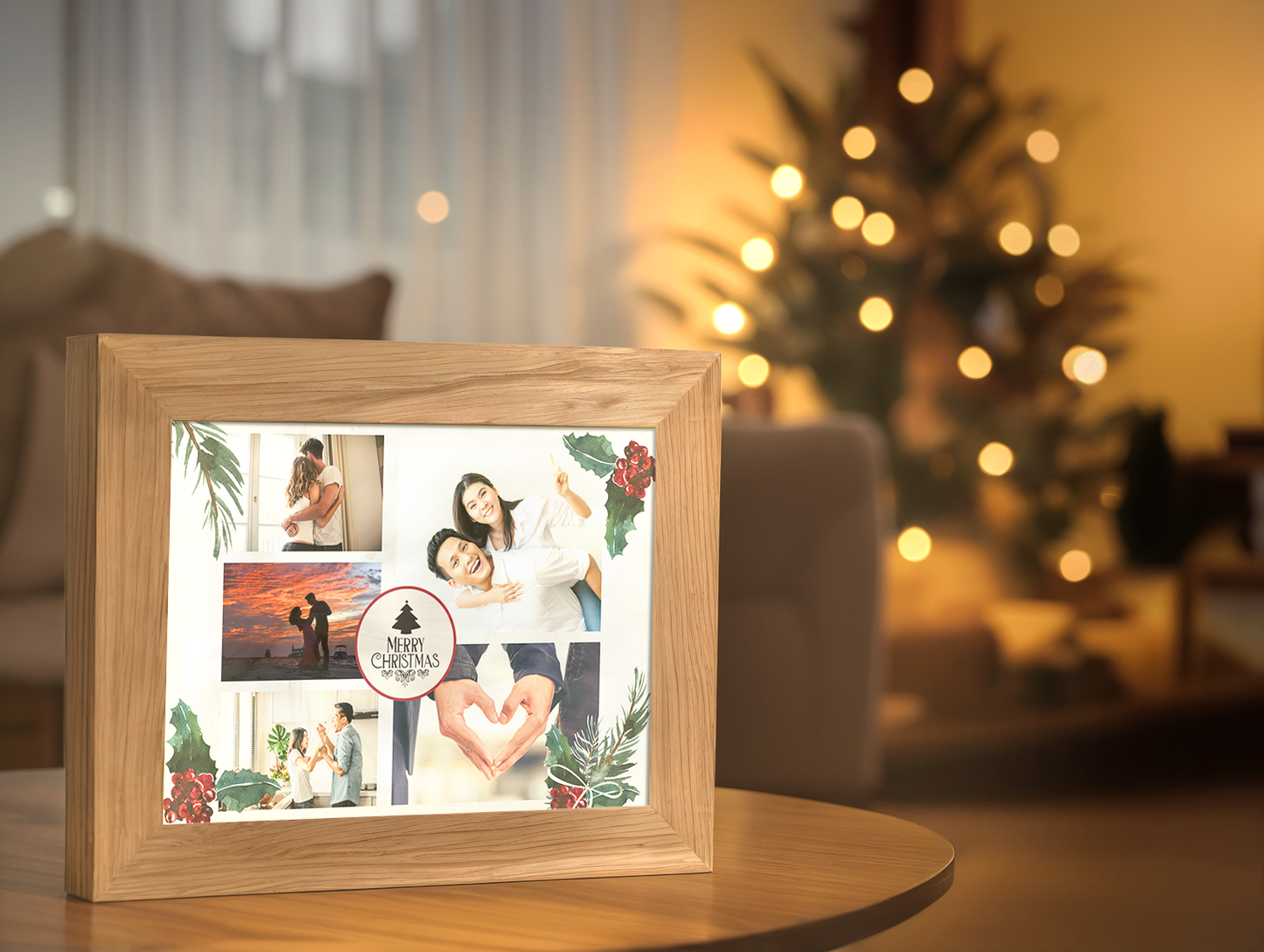 Christmas Gift Present Romantic Couple Photo Light Frame