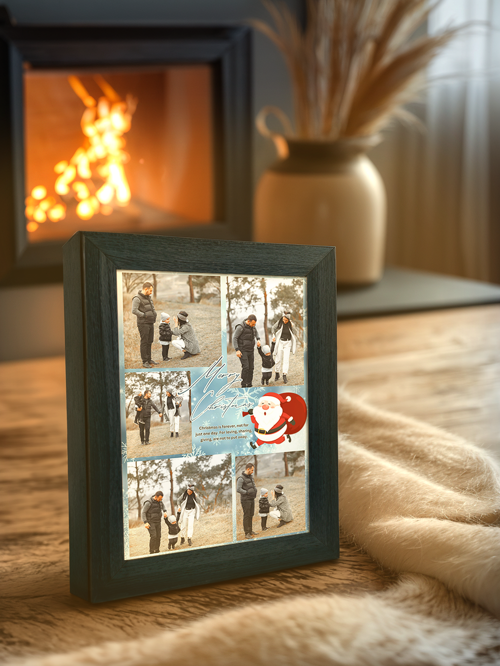 Christmas Gift Santa Claus Photo Light Frame