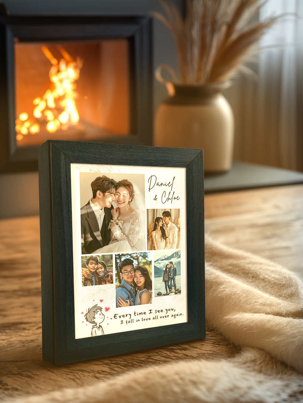 Fall In Love Couple Photo Light Frame
