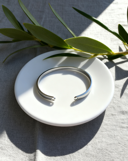 The Perfect Gift for Him & Her | Custom Heart Stainless Steel Bangle | Minimalist Love, Personalized Touch - Silver