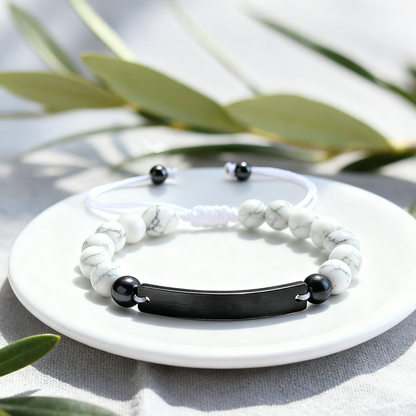 Custom Engraved Black Bead Bracelet | The Perfect Gift for Friends & Couples