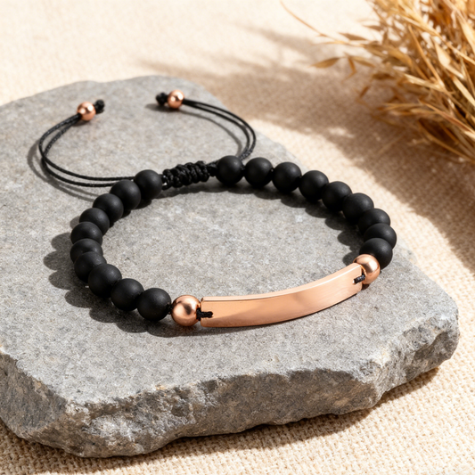 Custom Engraved Black Bead Bracelet | The Perfect Gift for Friends & Couples