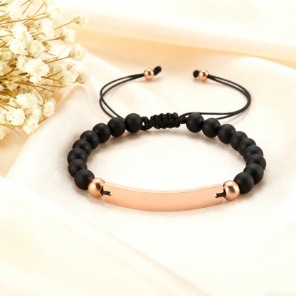 Custom Engraved Black Bead Bracelet | The Perfect Gift for Friends & Couples