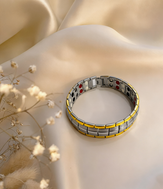 The Perfect Gift for Him & Her | TG Titanium Anti-Static Bracelet | Luxury Style Meets Everyday Wellness - SilverGold