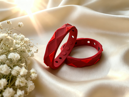 The Perfect Gift for Him & Her | Flat Anti-Static Bracelet | Bold Style Meets Everyday Comfort - Red