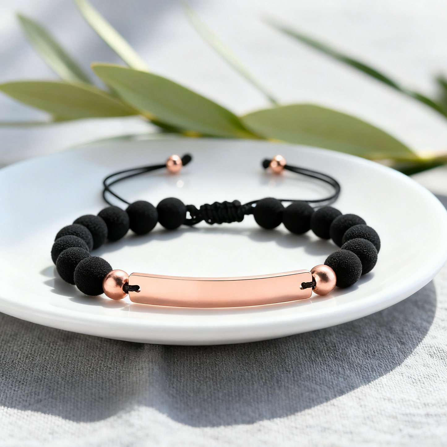 Custom Engraved Black Bead Bracelet | The Perfect Gift for Friends & Couples