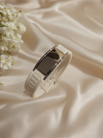 The Perfect Gift for Him & Her | Blaxer 2.0 Anti-Static Bracelet | Stylish Design Meets Everyday Wellness - Short WhiteSilver