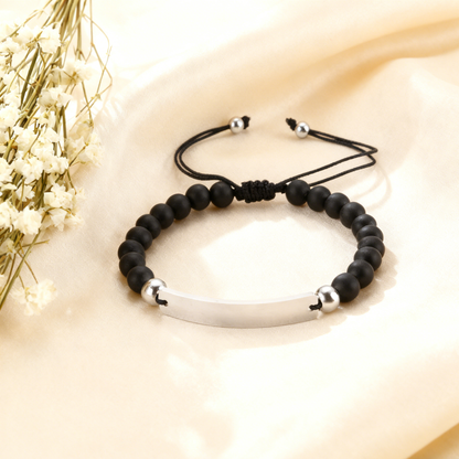 Custom Engraved Black Bead Bracelet | The Perfect Gift for Friends & Couples