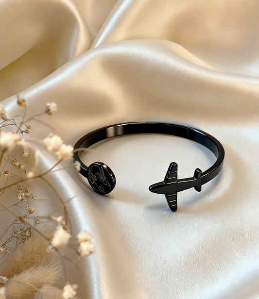 BABAZAC Travel The World Bracelet | Live, Explore, Be Free - Matte Black