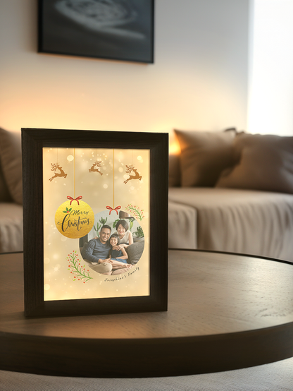 Christmas Gift Gold Theme Christmas Ornament Family Photo Light Frame