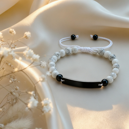 Custom Engraved Black Bead Bracelet | The Perfect Gift for Friends & Couples