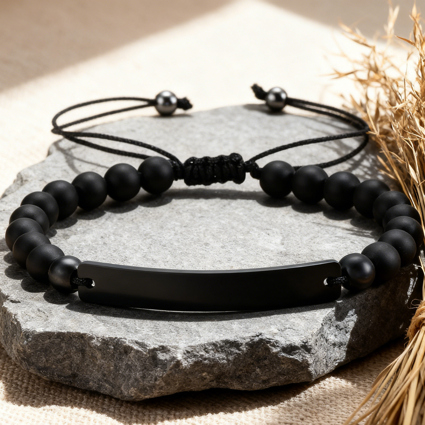 Custom Engraved Black Bead Bracelet | The Perfect Gift for Friends & Couples
