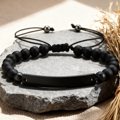 Custom Engraved Black Bead Bracelet | The Perfect Gift for Friends & Couples