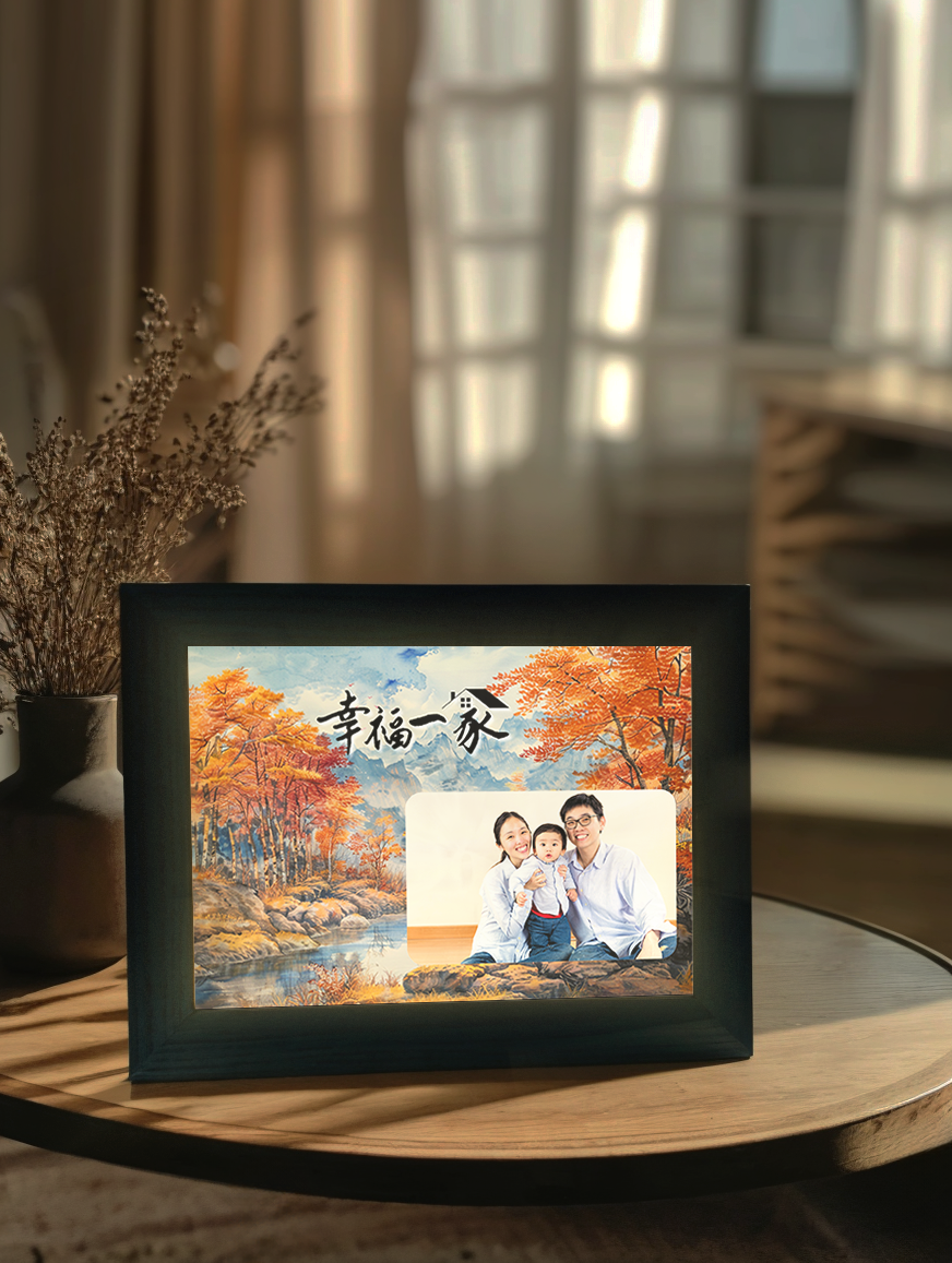 Autumn Family Portrait Photo Light Frame