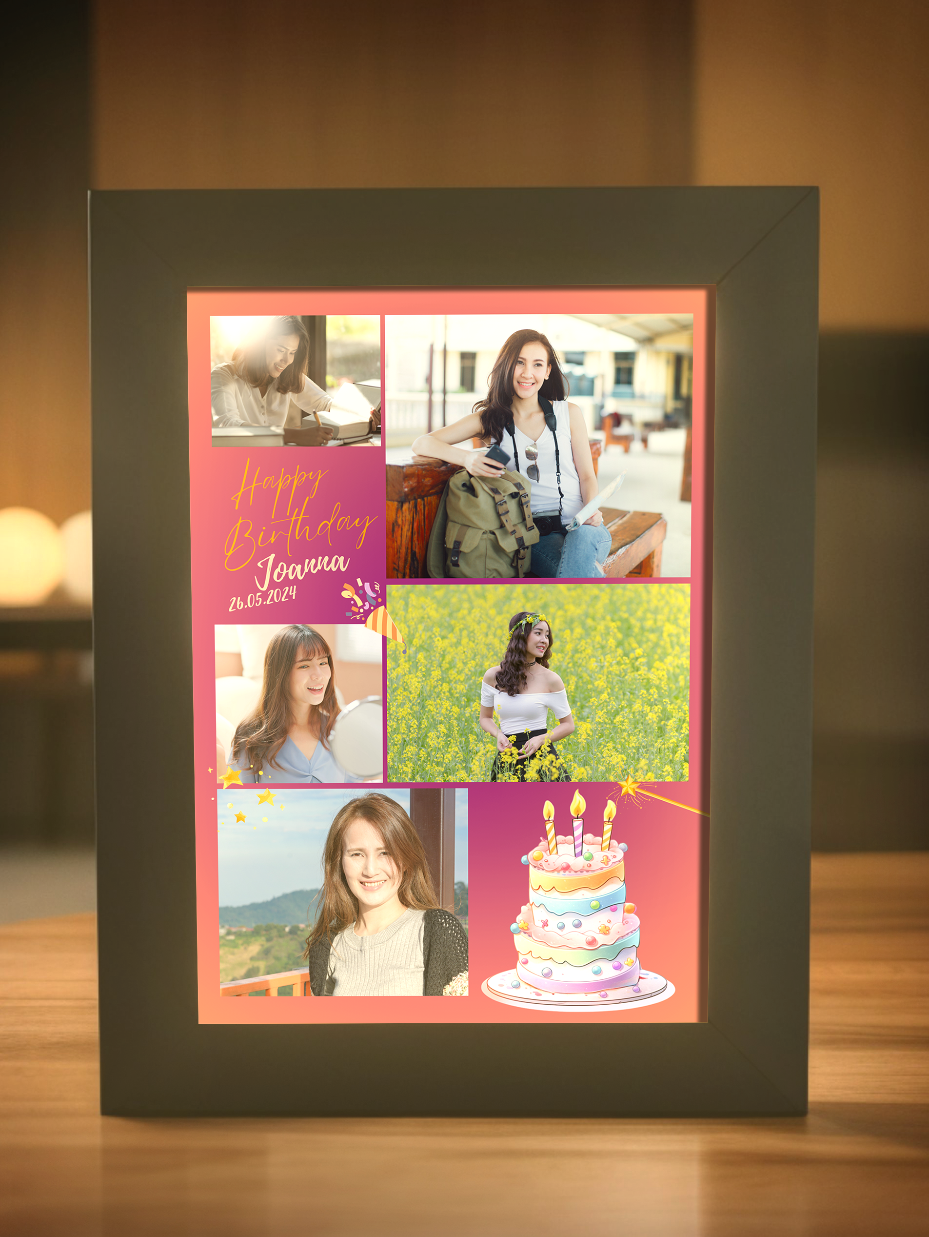 Birthday Cake Bright Up Photo Light Frame