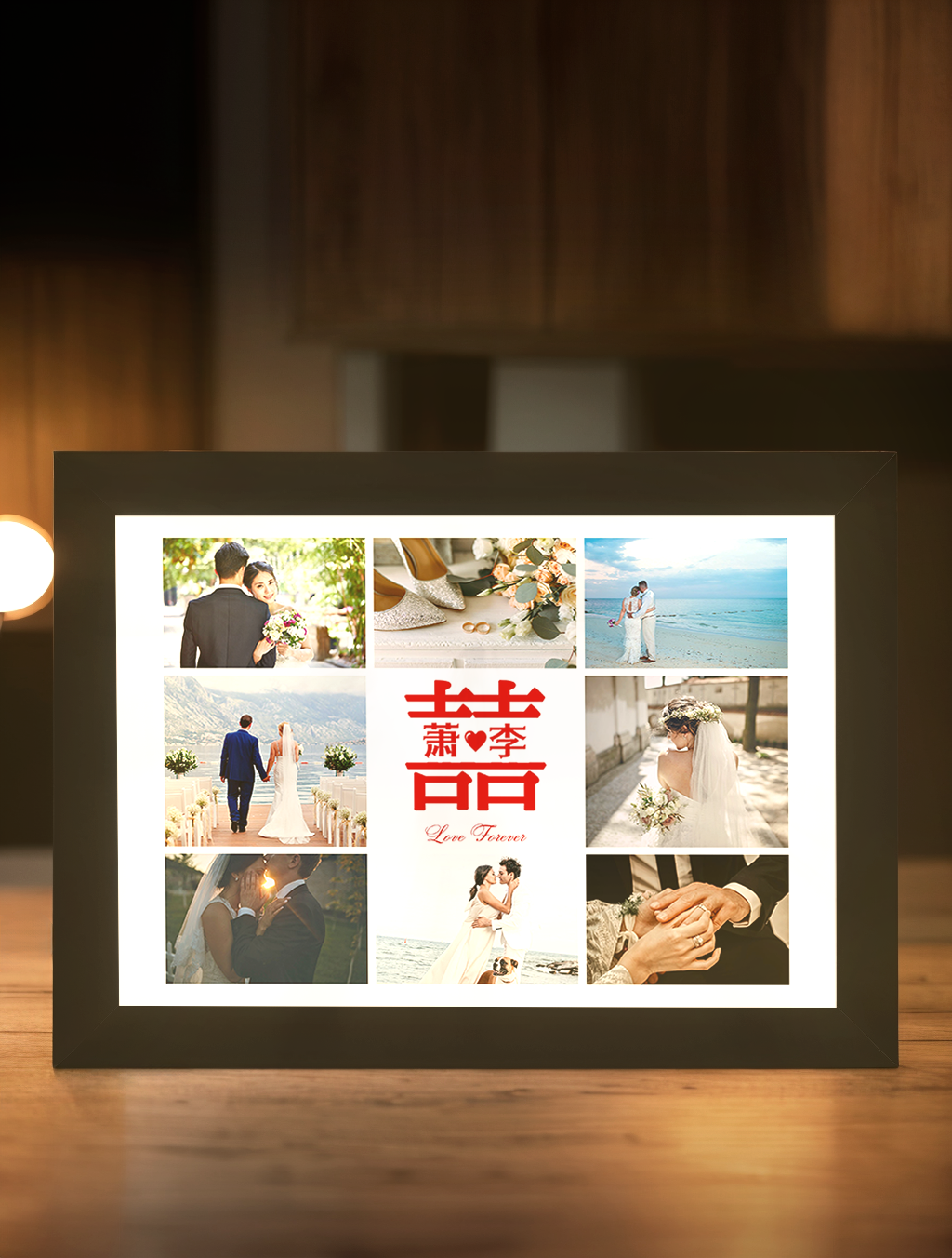 Chinese Couple Wedding Surname Photo Light Frame