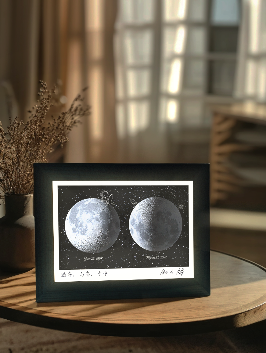 Couple Birthday Moon Memory Photo Light Frame