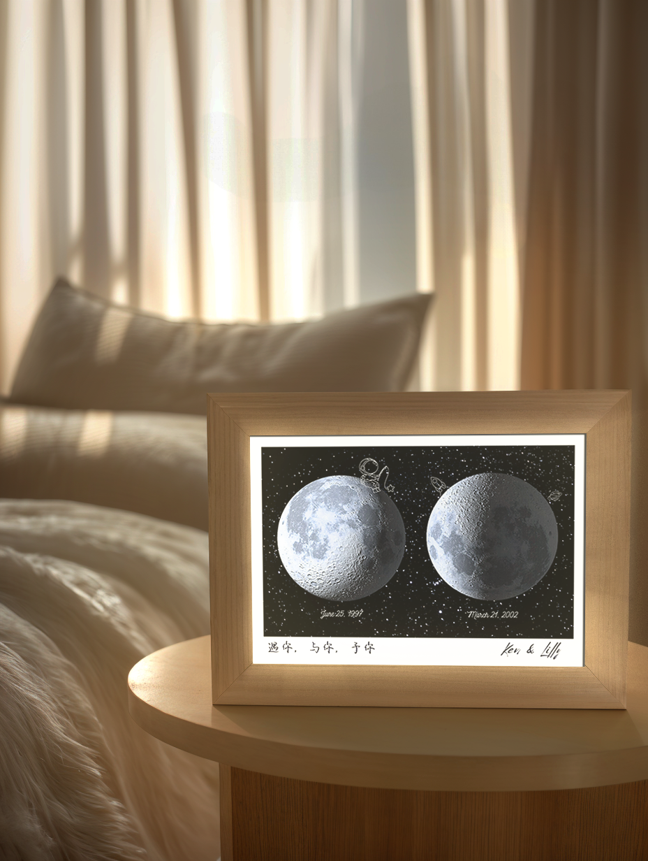 Couple Birthday Moon Memory Photo Light Frame