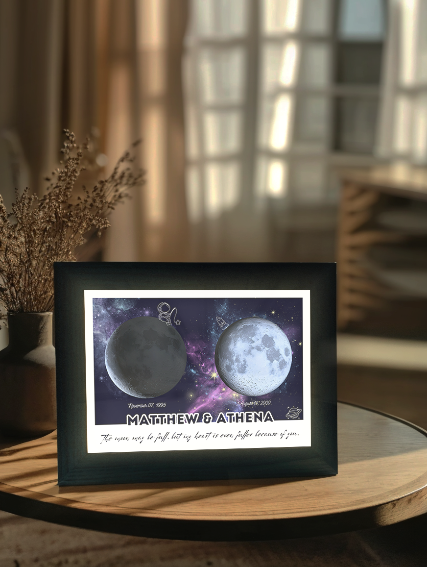 Couple Moon Phase Photo Light Frame