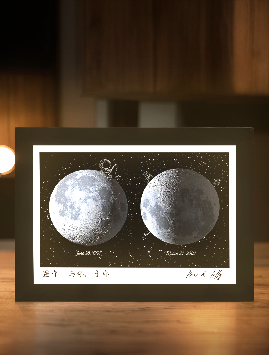 Couple Birthday Moon Memory Photo Light Frame