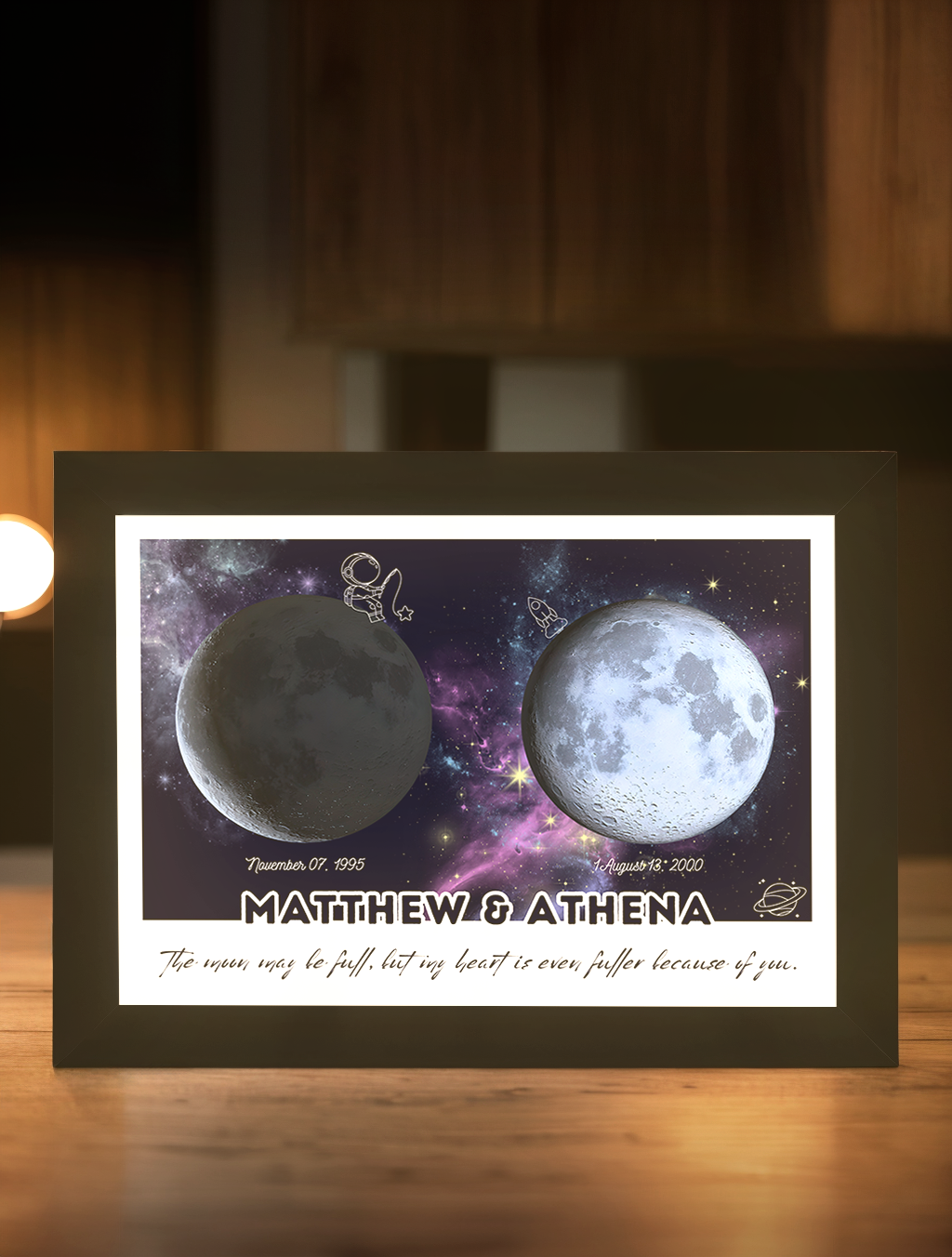 Couple Moon Phase Photo Light Frame