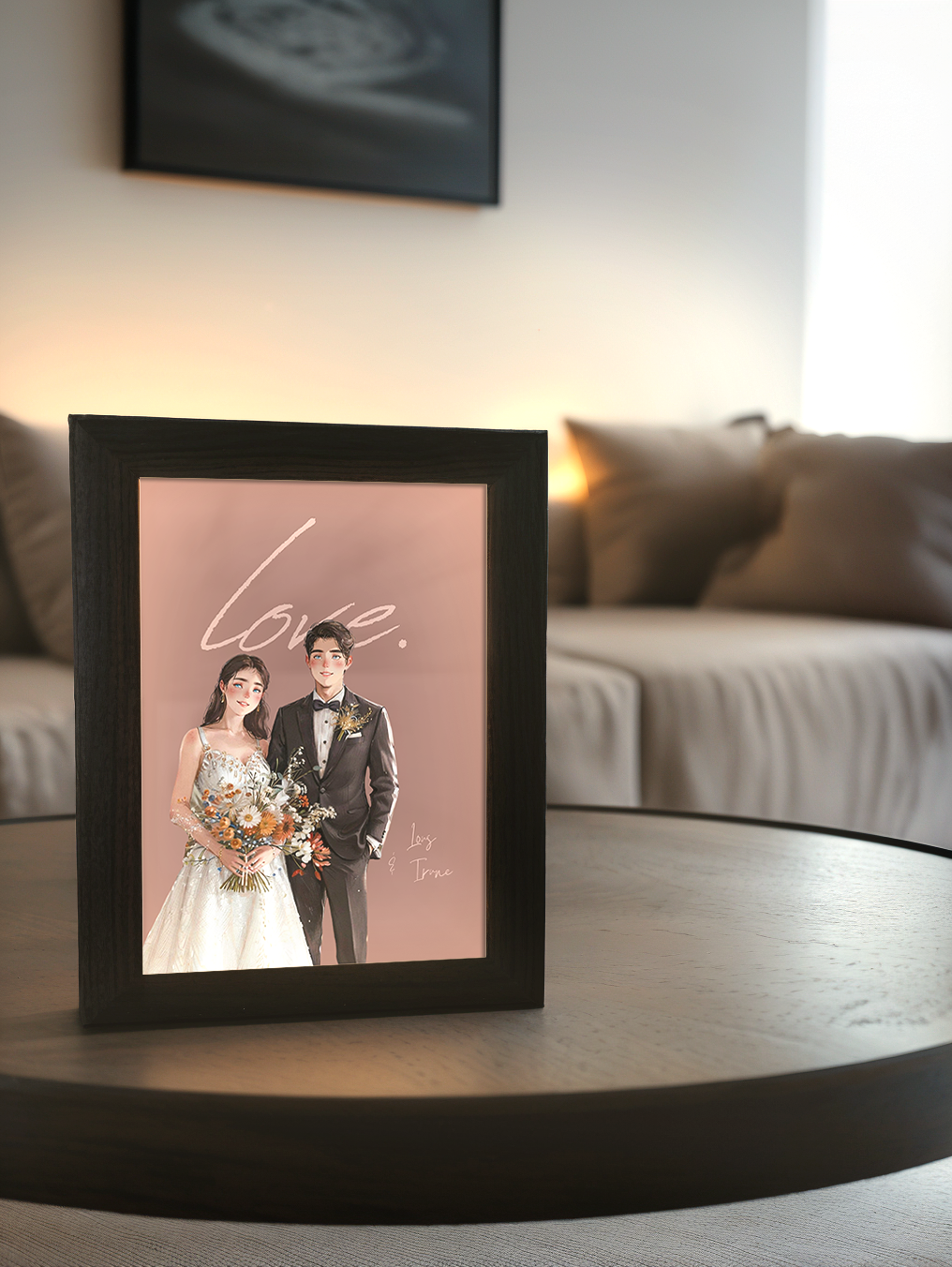 Custom Fairy Tale Couple Photo Light Frame