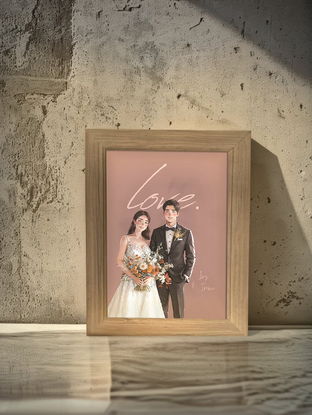 Custom Fairy Tale Couple Photo Light Frame