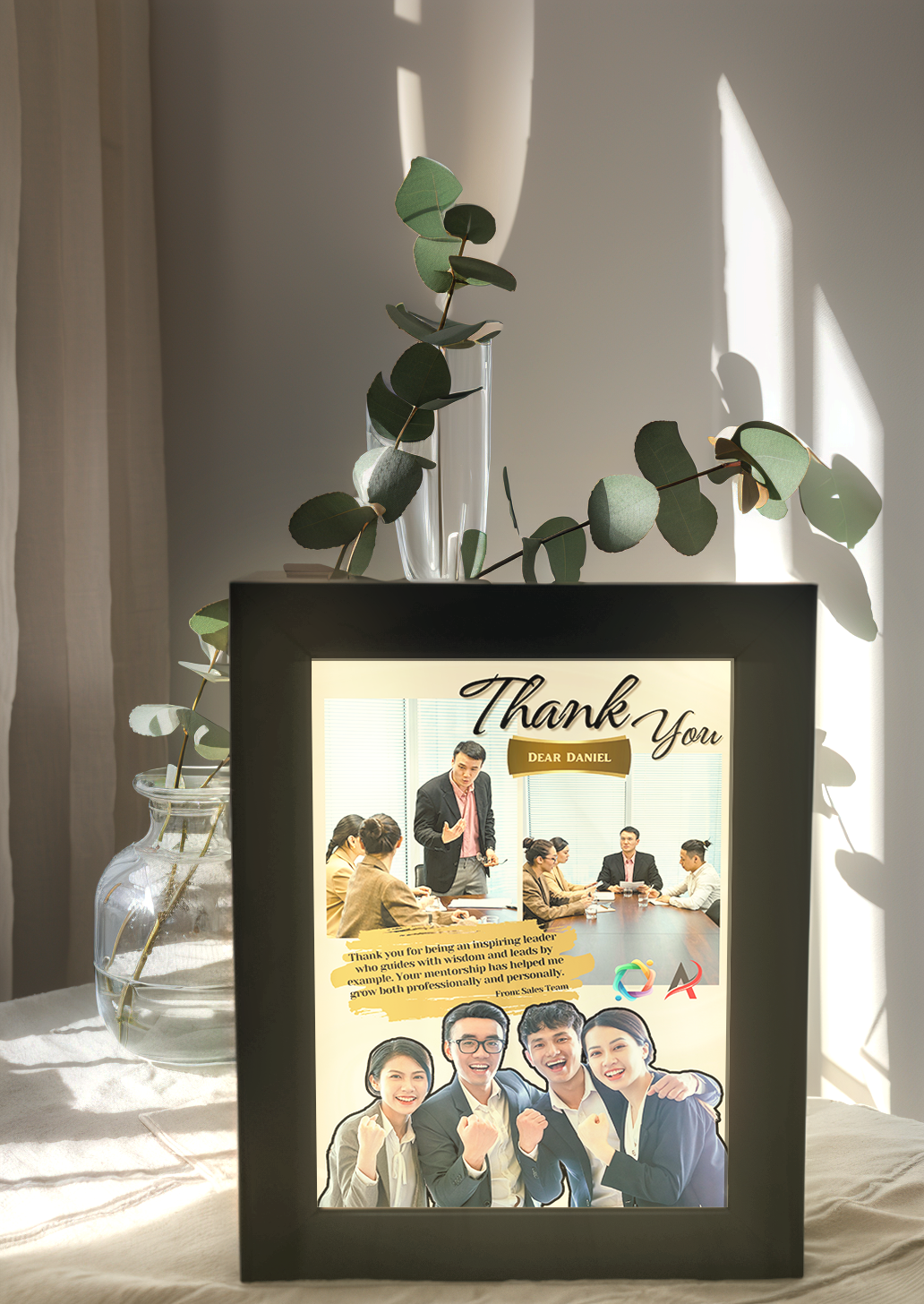 Custom Team Company Thank You Photo Light Frame