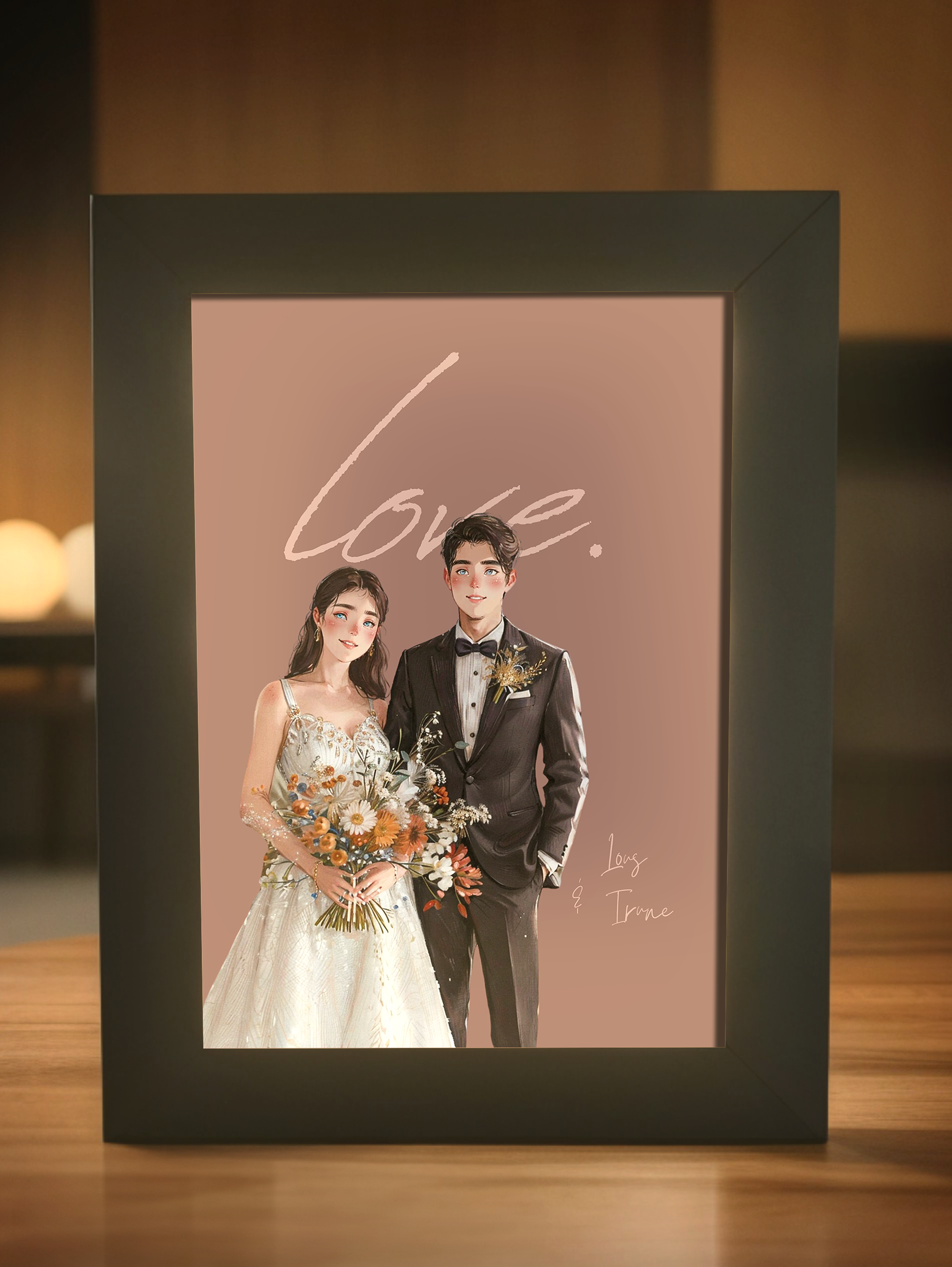 Custom Fairy Tale Couple Photo Light Frame