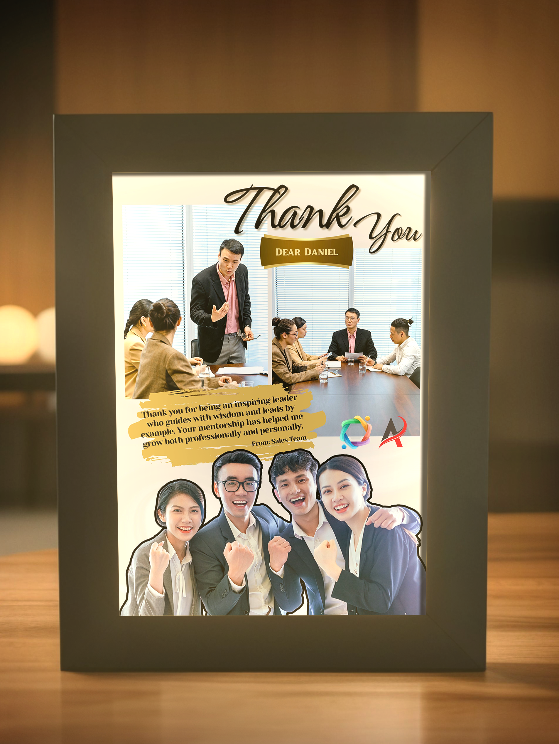 Custom Team Company Thank You Photo Light Frame