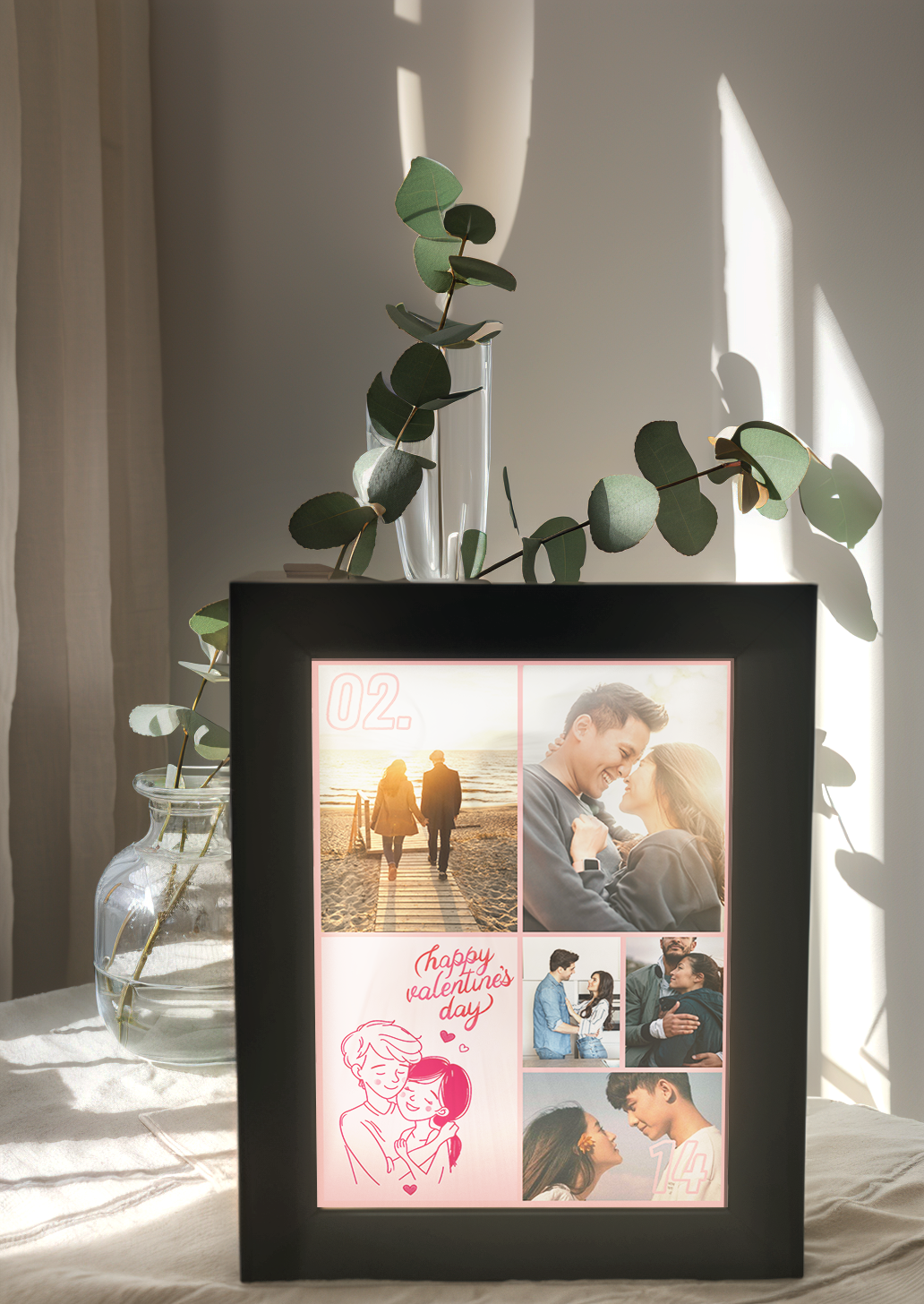 Cute Cartoon Couples Artline Photo Light Frame