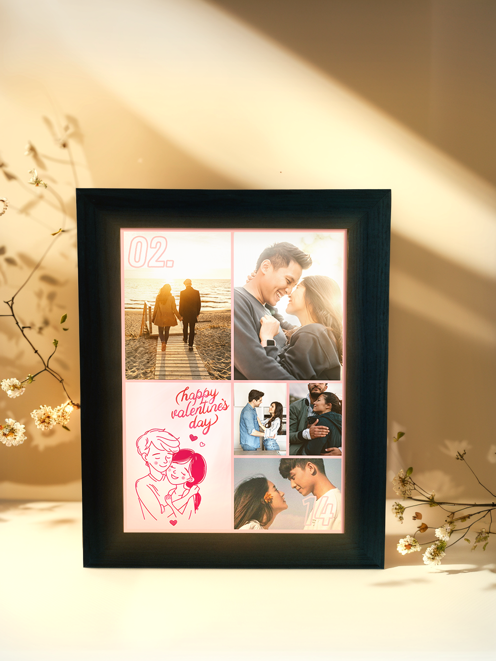 Cute Cartoon Couples Artline Photo Light Frame