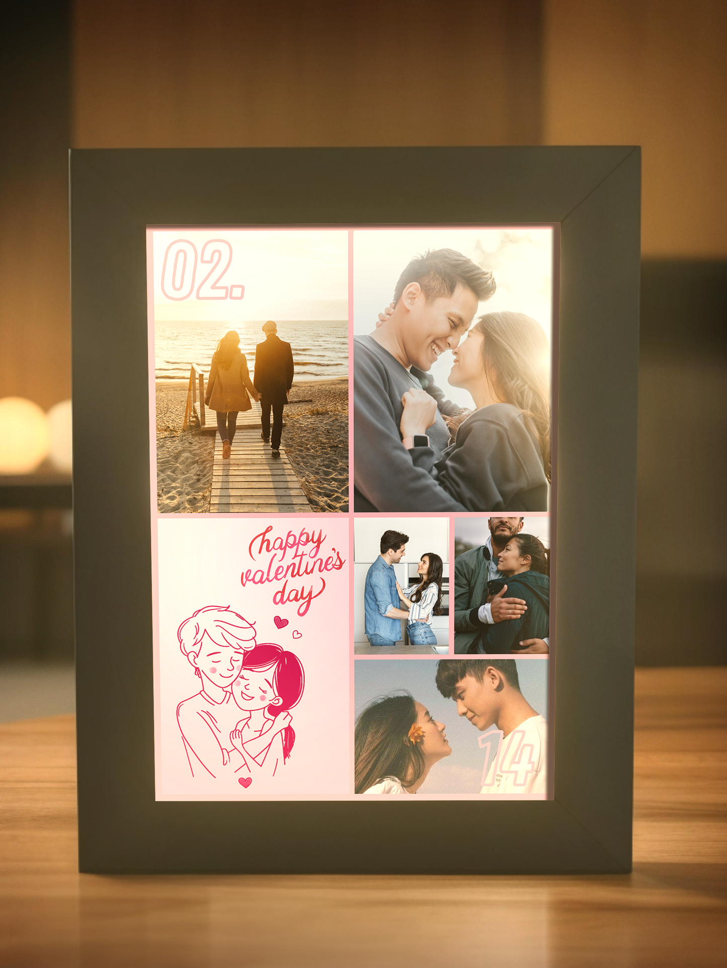 Cute Cartoon Couples Artline Photo Light Frame