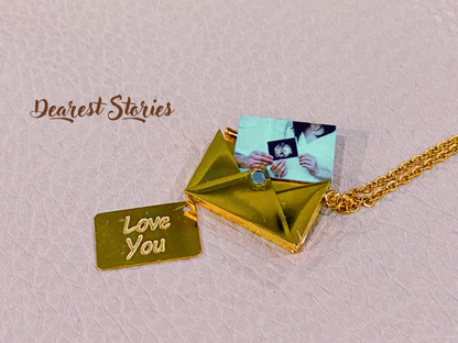 Dearest Envelope Custom Photo Necklace | A Hidden Love Story in Jewelry - Silver
