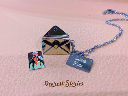 Dearest Envelope Custom Photo Necklace | A Hidden Love Story in Jewelry - Silver