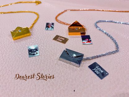 Dearest Envelope Custom Photo Necklace | A Hidden Love Story in Jewelry - Silver